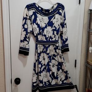 🌺NY&Co stretch blue floral dress XL